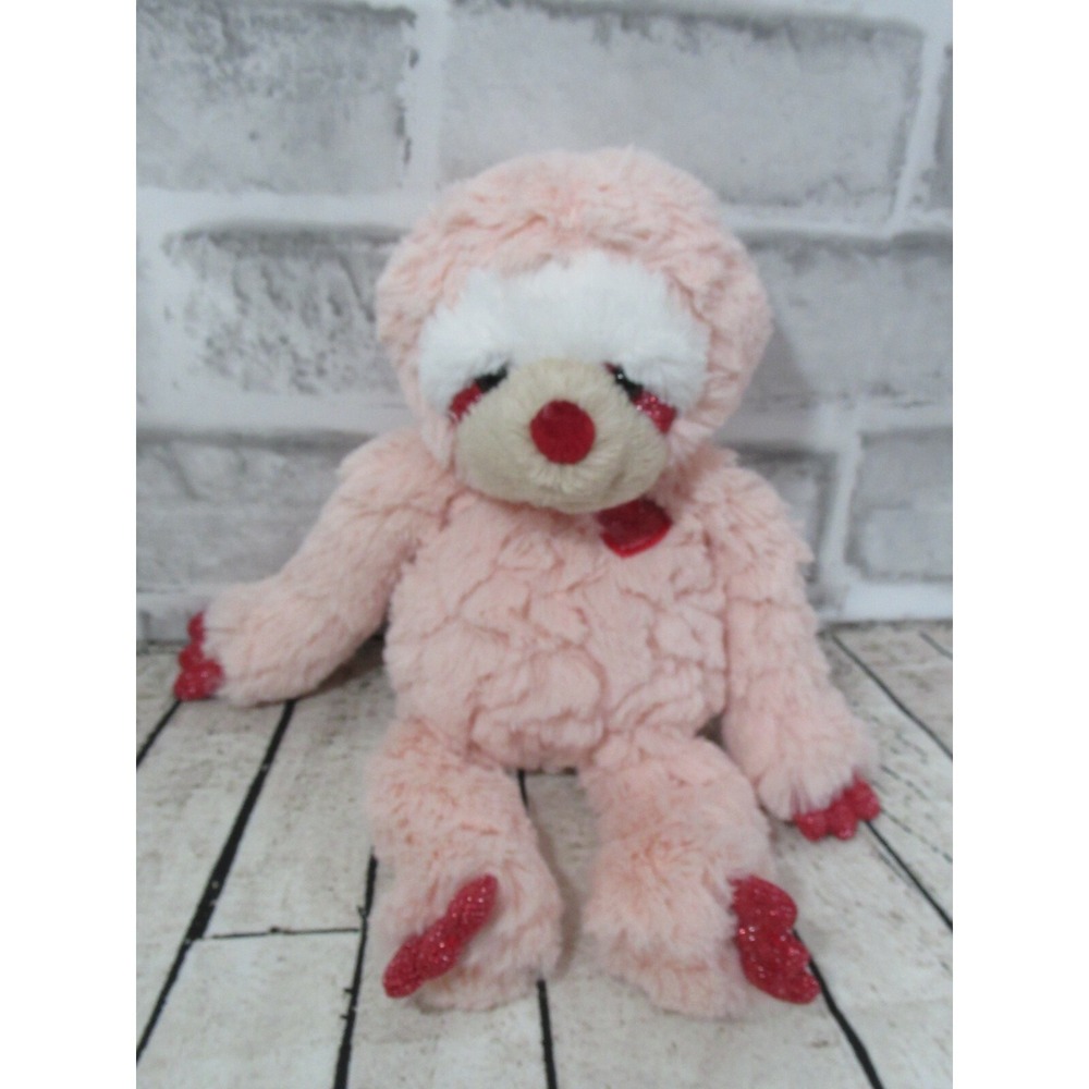 Mary Meyer pink plush putty sloth red nose heart chest sparkle hands feet claws‎